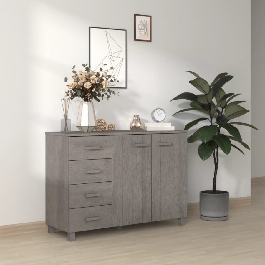 Buffet HAMAR Gris clair 113x40x80 cm Bois massif de pin