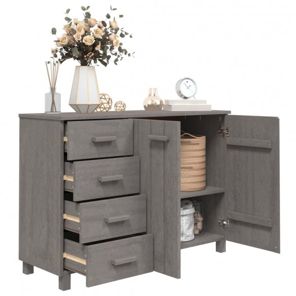 Buffet HAMAR Gris clair 113x40x80 cm Bois massif de pin