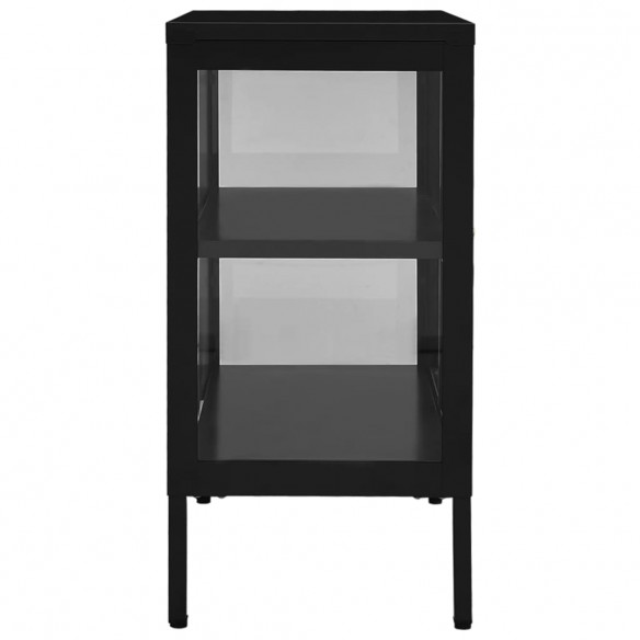 Buffet Noir 70x35x70 cm Acier et verre