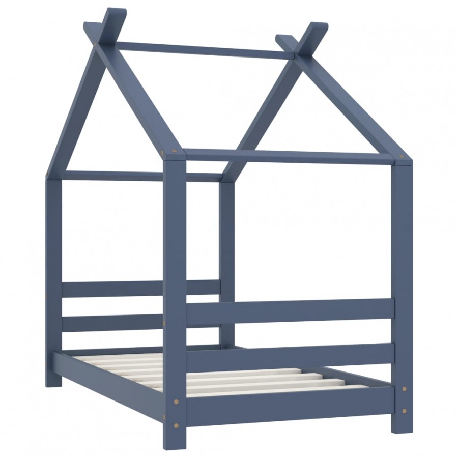 Lit d'enfant Gris Bois de pin massif 70x140 cm Lit d'enfant Gris Bois de pin massif 70x140 cm