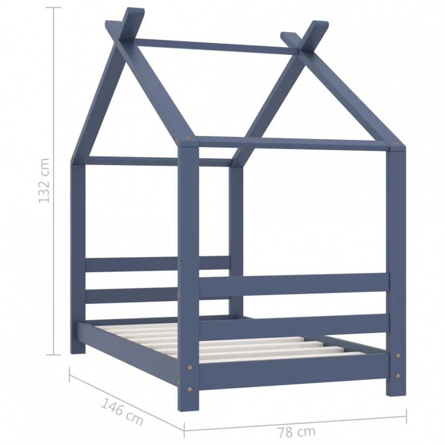 Lit d'enfant Gris Bois de pin massif 70x140 cm Lit d'enfant Gris Bois de pin massif 70x140 cm