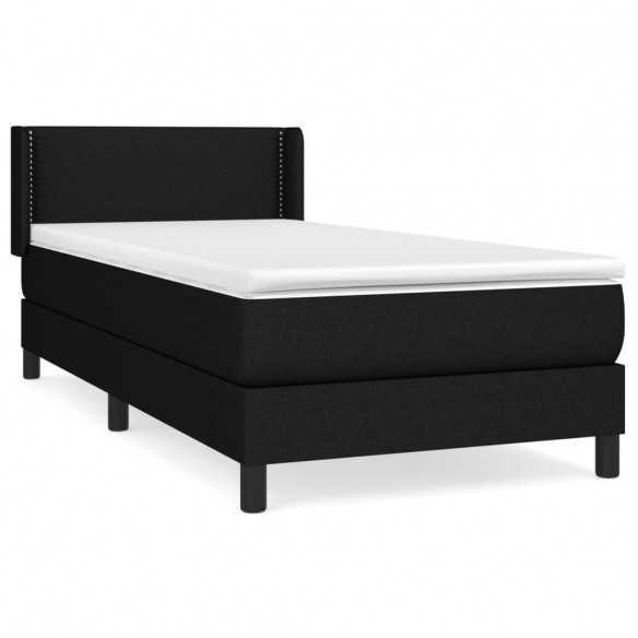 Cadre de lit avec matelas Noir 90x200 cm Tissu