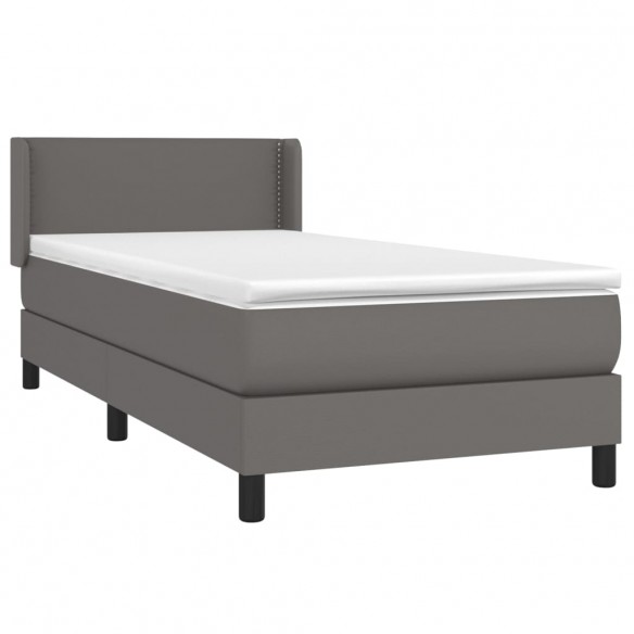 Cadre de lit avec matelas Gris 100x200 cm Similicuir