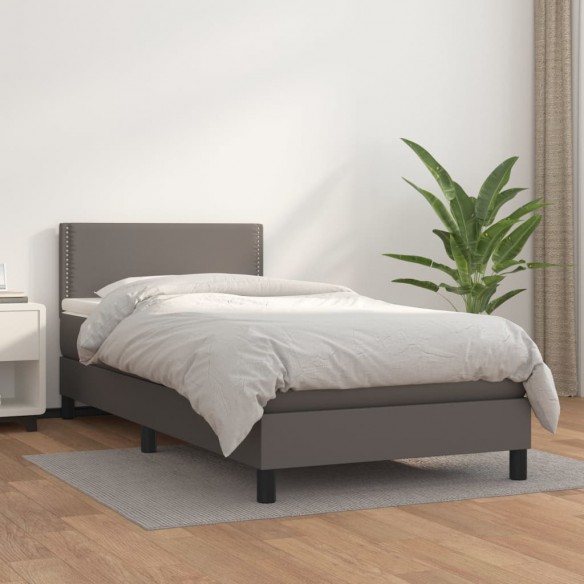 Cadre de lit avec matelas Gris 100x200 cm Similicuir