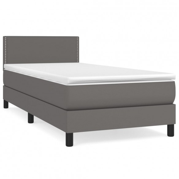 Cadre de lit avec matelas Gris 100x200 cm Similicuir