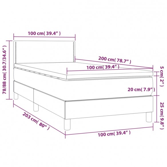 Cadre de lit avec matelas Gris 100x200 cm Similicuir