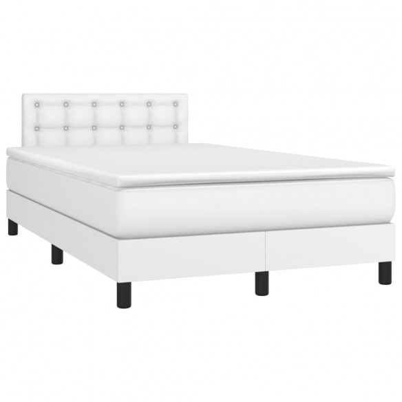 Cadre de lit avec matelas Blanc 120x200cm Similicuir