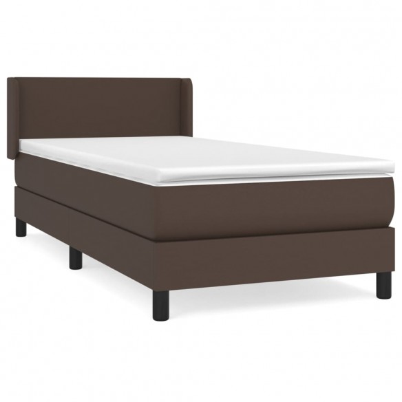 Cadre de lit avec matelas Marron 90x200cm Similicuir