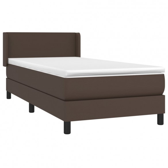 Cadre de lit avec matelas Marron 90x200cm Similicuir