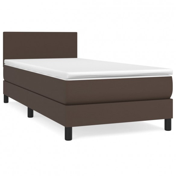 Cadre de lit avec matelas Marron 90x200cm Similicuir