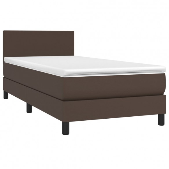 Cadre de lit avec matelas Marron 90x200cm Similicuir