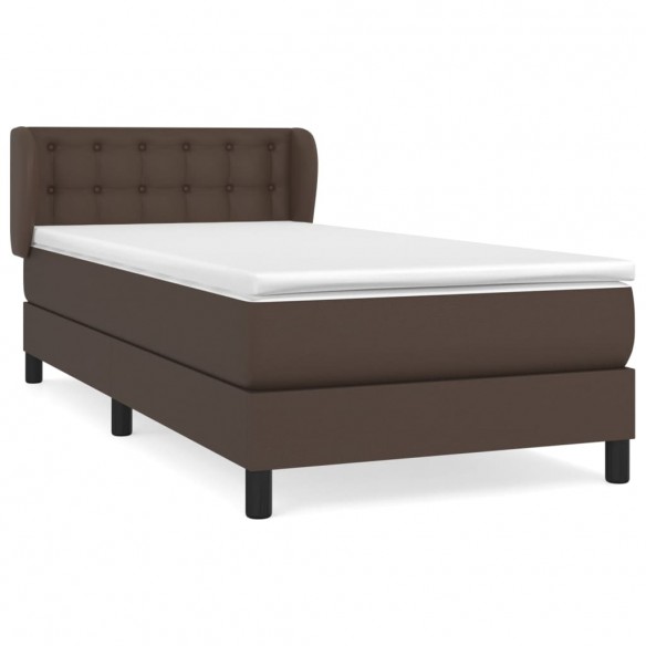 Sommier à lattes de lit avec matelas Marron 90x200cm Similicuir