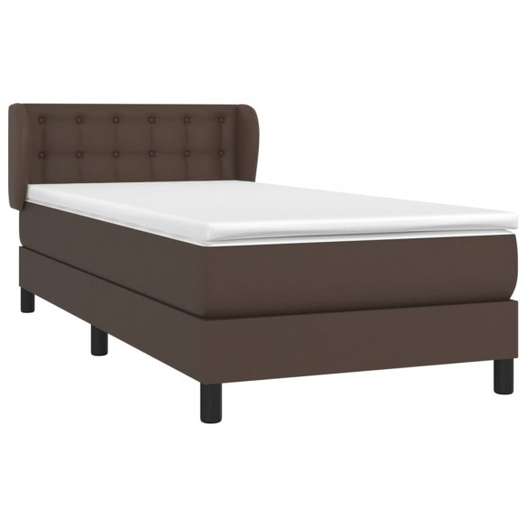 Sommier à lattes de lit avec matelas Marron 90x200cm Similicuir