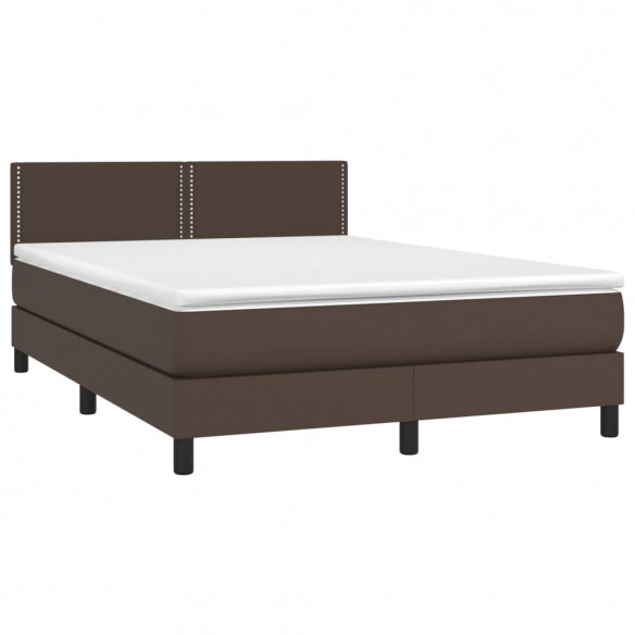 Cadre de lit avec matelas et LED Marron 140x190cm