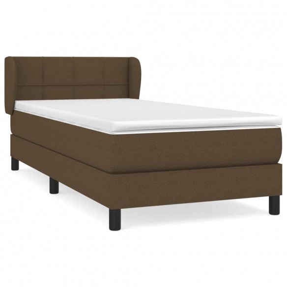 Cadre de lit avec matelas Marron foncé 90x200 cm