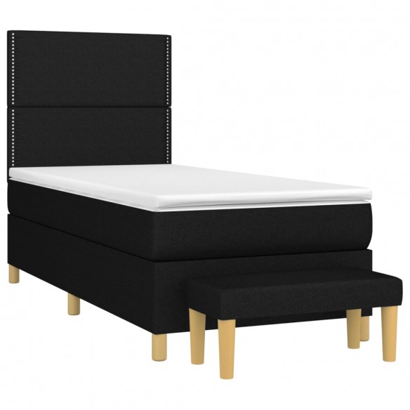 Cadre de lit avec matelas Noir 90x200 cm Tissu