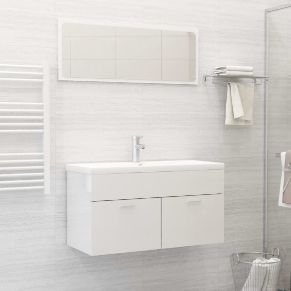 Ensemble de meubles de salle de bain Blanc brillant Aggloméré