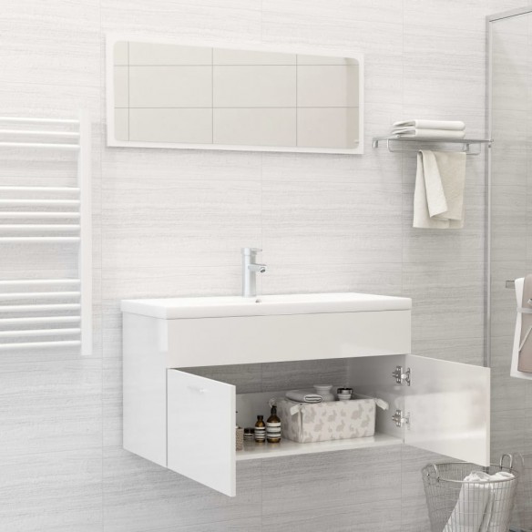 Ensemble de meubles de salle de bain Blanc brillant Aggloméré