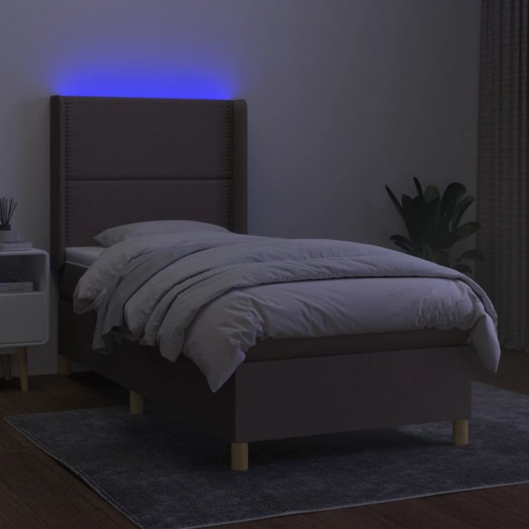 Cadre de lit matelas et LED Taupe 90x190 cm Tissu