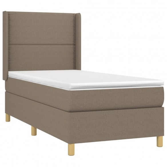 Cadre de lit matelas et LED Taupe 90x190 cm Tissu