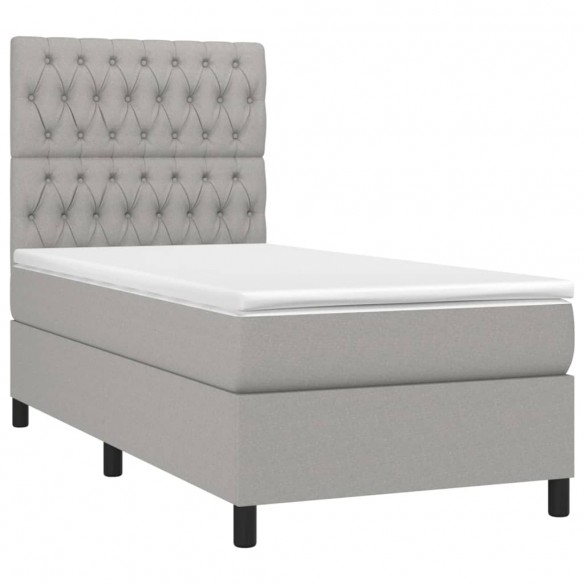 Cadre de lit et matelas Gris clair 90x190 cm Tissu