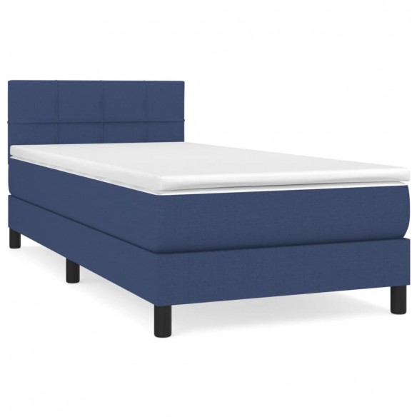 Cadre de lit avec matelas Bleu 80x200 cm Tissu