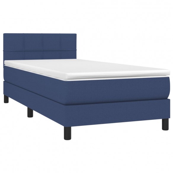 Cadre de lit avec matelas Bleu 80x200 cm Tissu