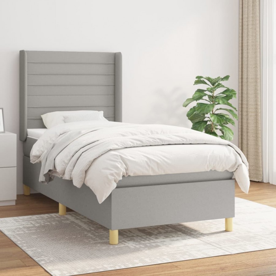 Sommier à lattes de lit avec matelas Gris clair 80x200 cm Tissu