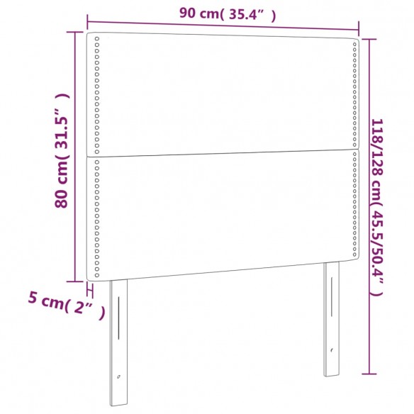 Tête de lit à LED Blanc 90x5x118/128 cm Similicuir