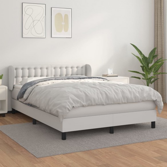 Cadre de lit avec matelas Blanc 140x190cm Similicuir