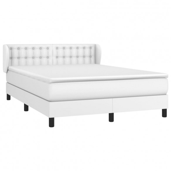 Cadre de lit avec matelas Blanc 140x190cm Similicuir