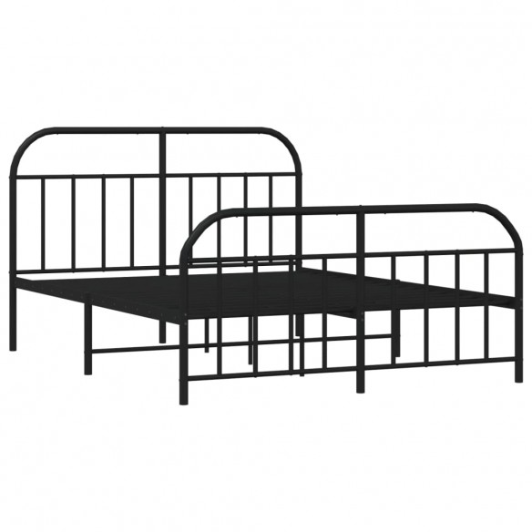 Cadre de lit métal avec tête de lit/pied de lit noir 140x190 cm