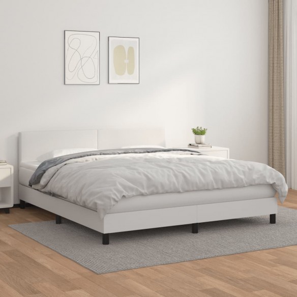 Cadre de lit avec matelas Blanc 180x200cm Similicuir