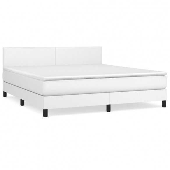 Cadre de lit avec matelas Blanc 180x200cm Similicuir