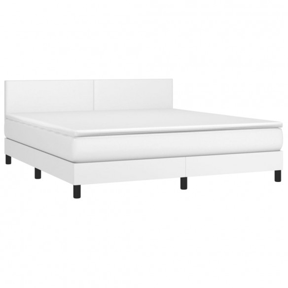 Cadre de lit avec matelas Blanc 180x200cm Similicuir