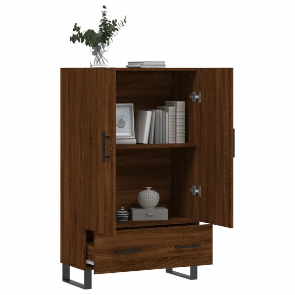 Buffet haut chêne marron 69,5x31x115 cm bois d'ingénierie