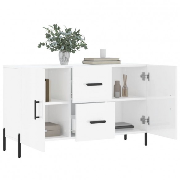 Buffet blanc brillant 100x36x60 cm bois d'ingénierie