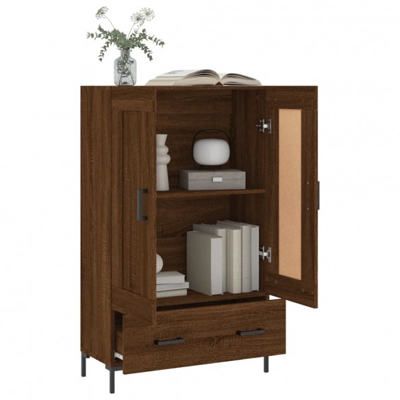 Buffet haut chêne marron 69,5x31x115 cm bois d'ingénierie