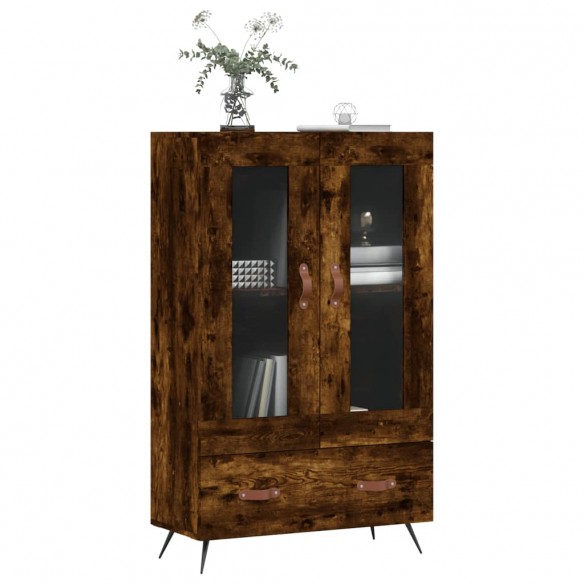 Buffet haut chêne fumé 69,5x31x115 cm bois d'ingénierie