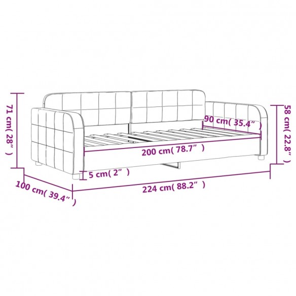 Lit de repos jaune 90x200 cm velours