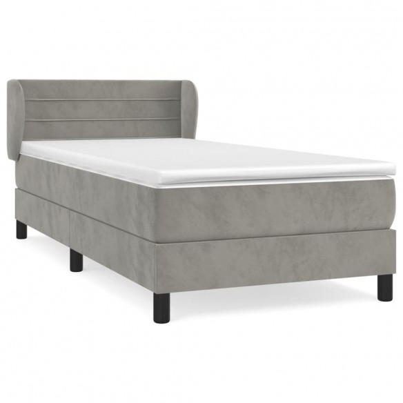 Cadre de lit et matelas Gris clair 90x190 cm Velours