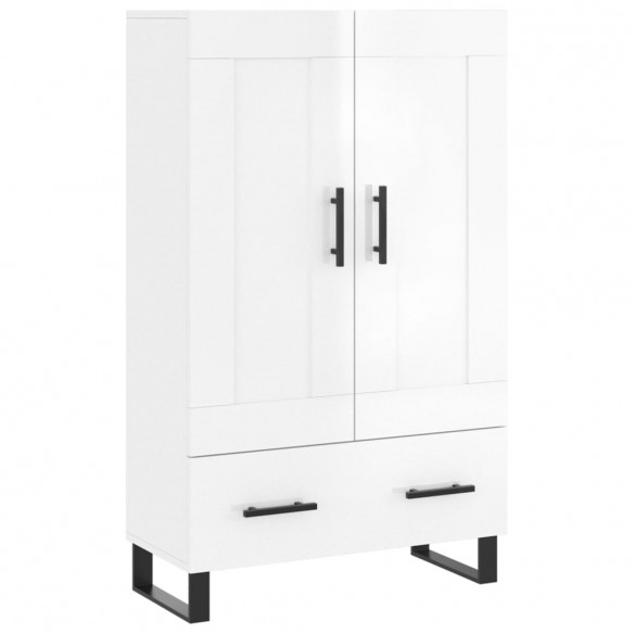 Buffet haut blanc brillant 69,5x31x115 cm bois d'ingénierie