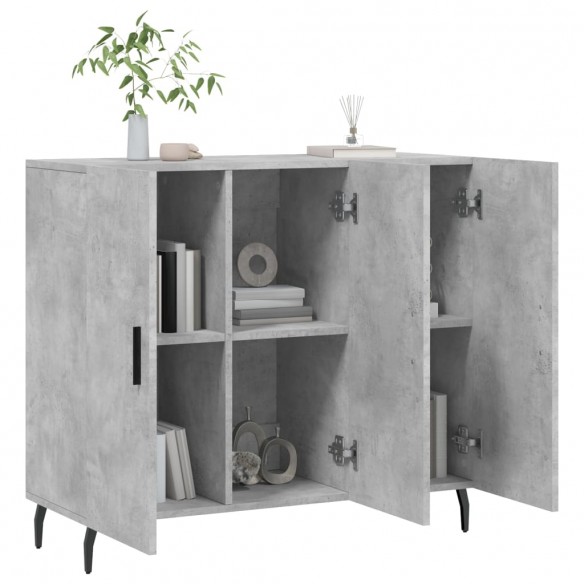 Buffet gris béton 90x34x80 cm bois d'ingénierie