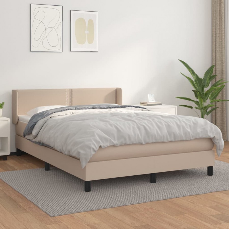 Sommier à lattes de lit avec matelas Cappuccino 140x200 cm