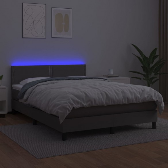 Cadre de lit avec matelas et LED Gris 140x200 cm