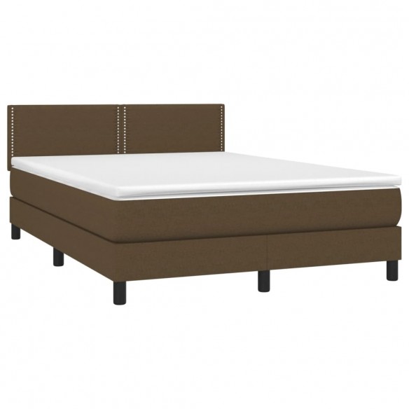 Cadre de lit avec matelas Marron foncé 140x190 cm