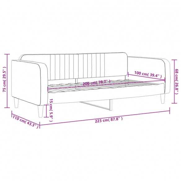 Lit de repos rose 100x200 cm velours