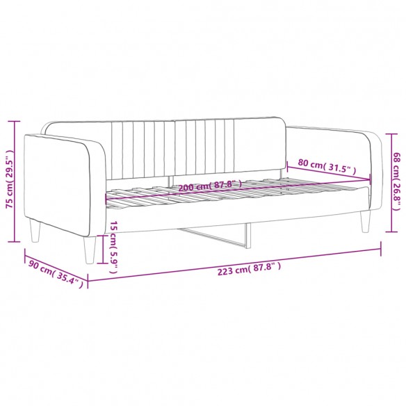 Lit de repos rose 80x200 cm velours