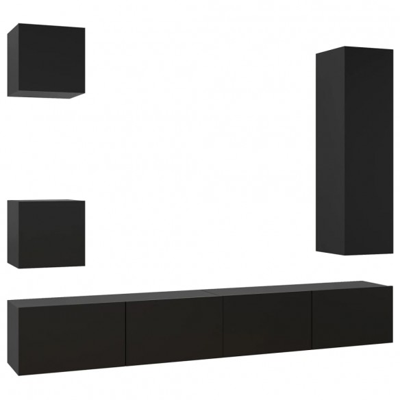 Ensemble de meuble TV 5 pcs Noir Aggloméré