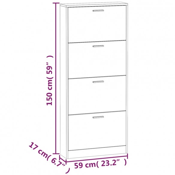 Armoire à chaussures Blanc 59x17x150 cm Bois d'ingénierie